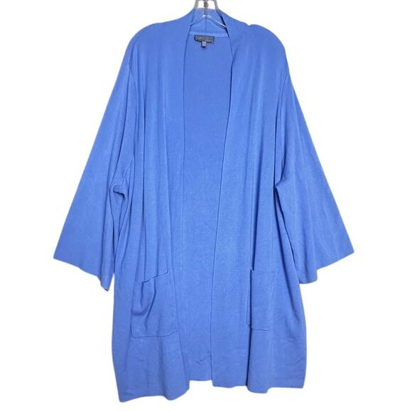 Selection by Ulla Popken Women Open Kimono Sleeve Periwinkle Cardigan Sz 24 EC - Picture 3 of 16